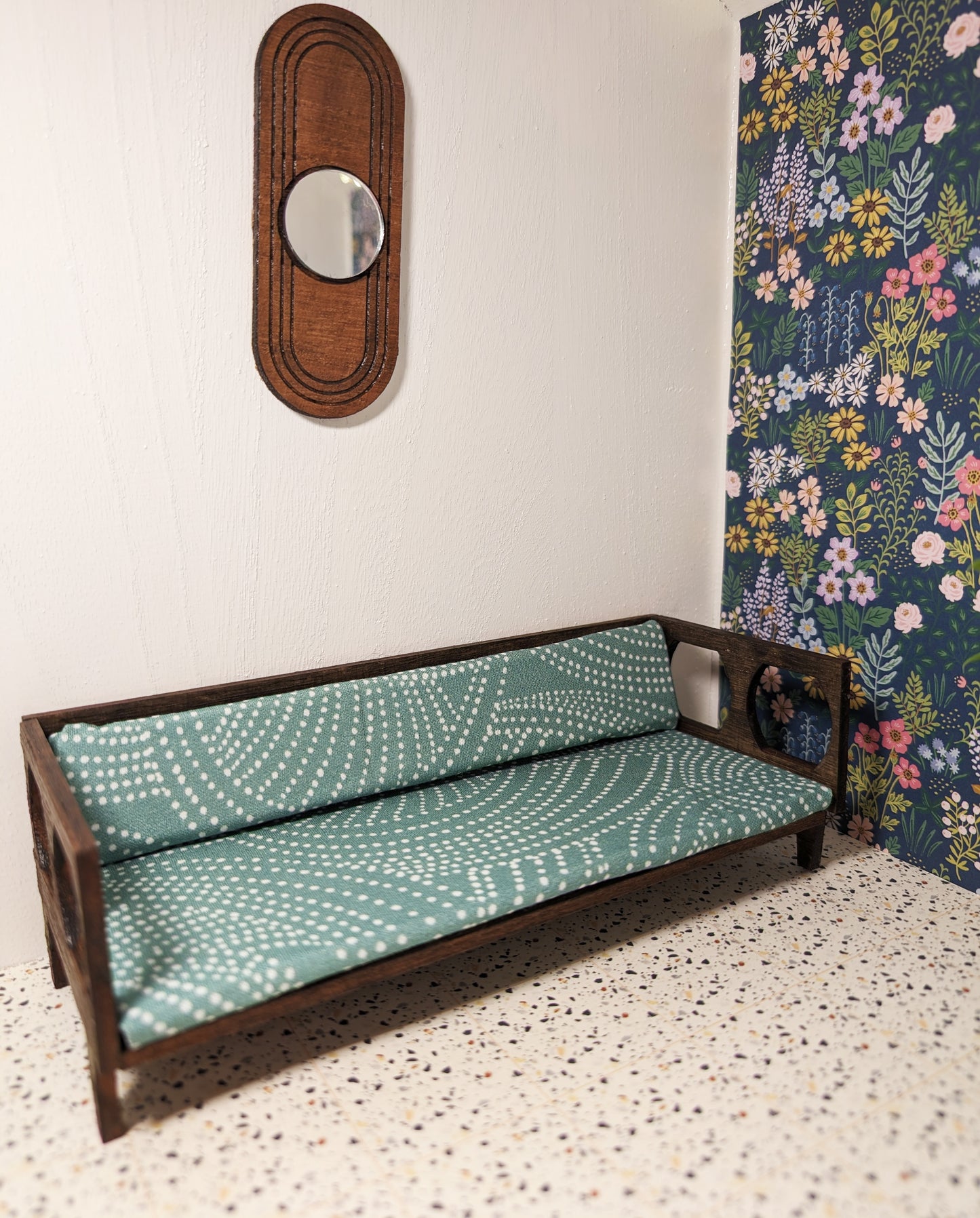 Mid-Century Modern Cutout Couch (1:12 Scale miniature)