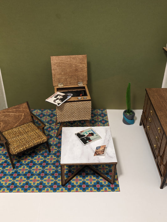 Vintage-Inspired Mid-Century Record Player Miniature 1:12 Scale