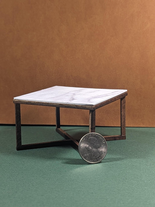 Mid Century Marble Top Coffee Table - Miniature (1:12 scale)