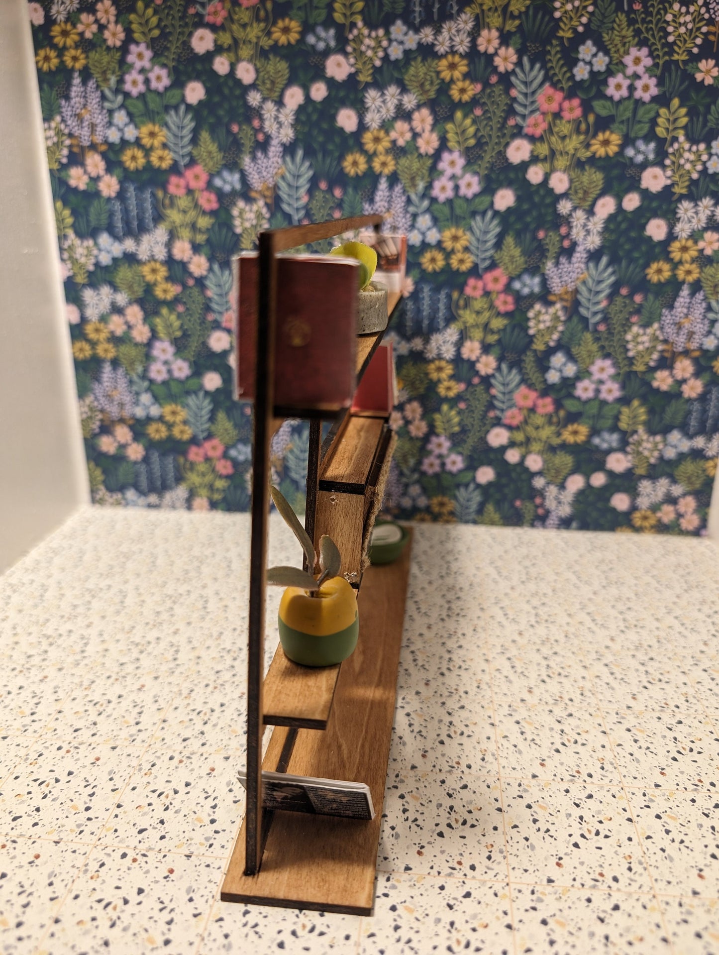 Freestanding Bookshelf - Miniature 1:12 Scale; Room Box; Dollhouse Decor