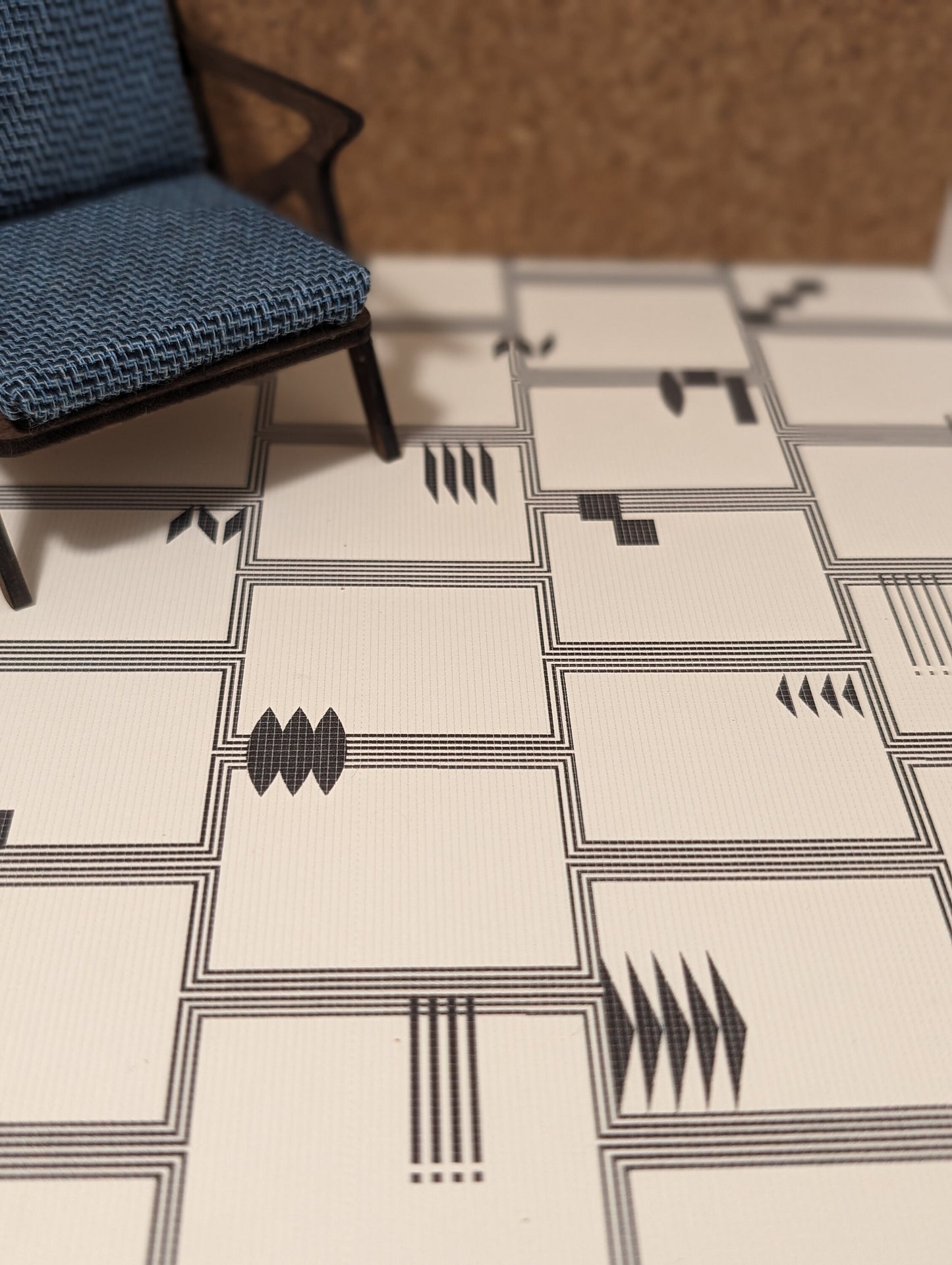 DIY Print File Cream or White and Black Pattern Tile - Dollhouse & Diorama Accessory Flooring, Counter Top, Tile, Wallpaper-digital download