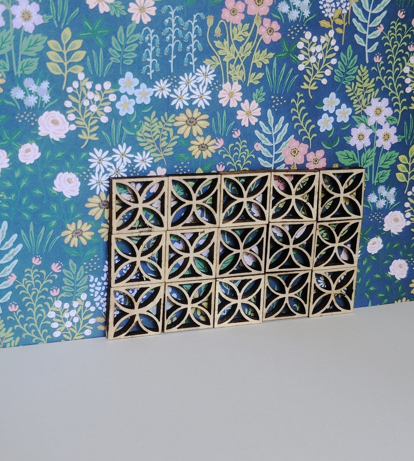 Breeze Blocks - Set of 6 Unfinished Tiles 3/4 inch h x w- miniature, room divider, wall art, dollhouse decor