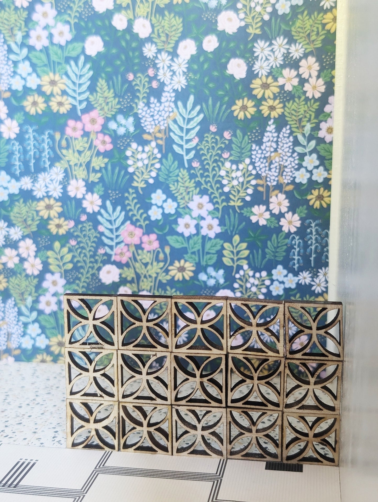 Breeze Blocks - Set of 6 Unfinished Tiles 3/4 inch h x w- miniature, room divider, wall art, dollhouse decor