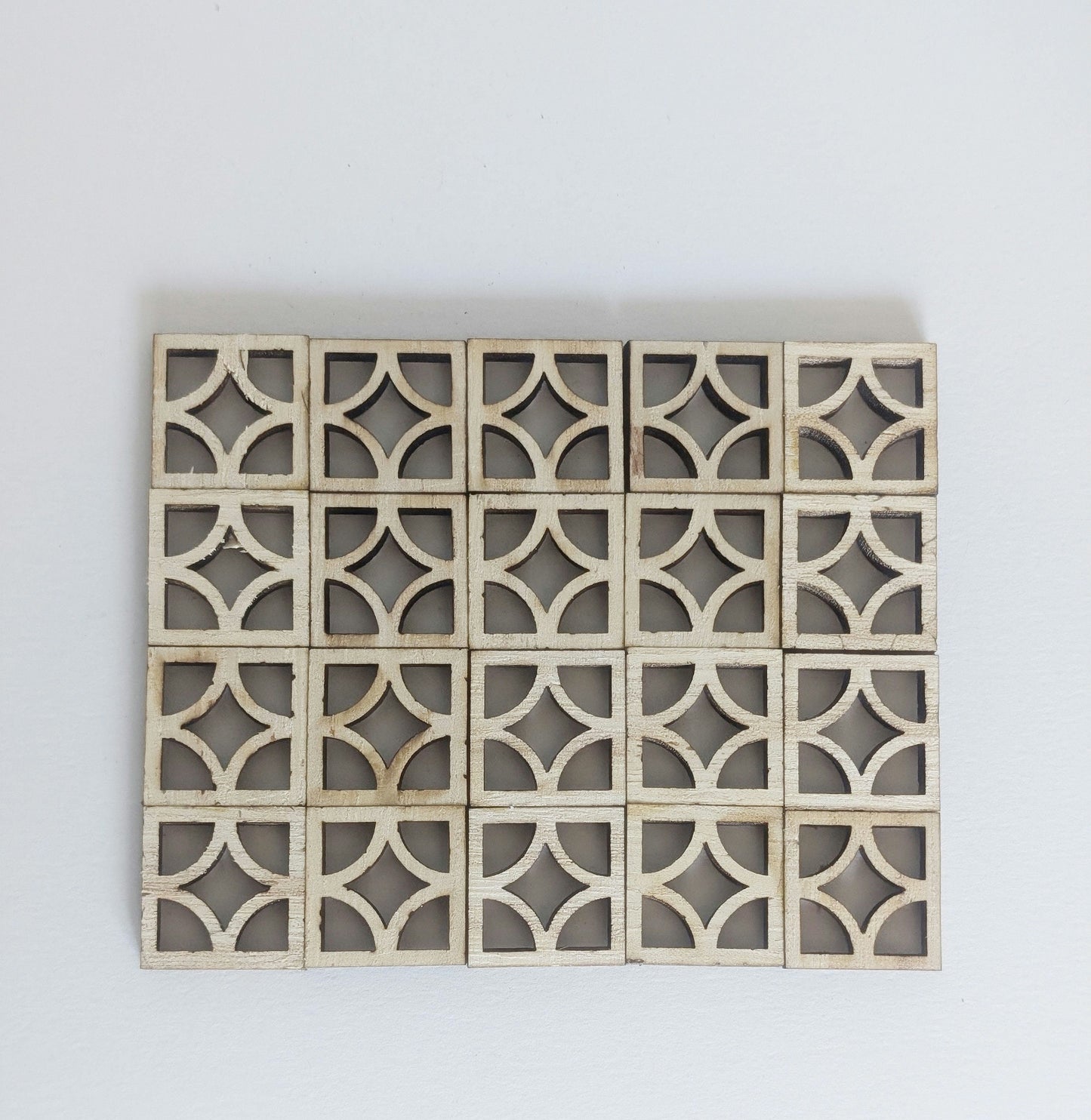 Breeze Blocks - Set of 6 Unfinished Tiles 3/4 inch h x w- miniature, room divider, wall art, dollhouse decor