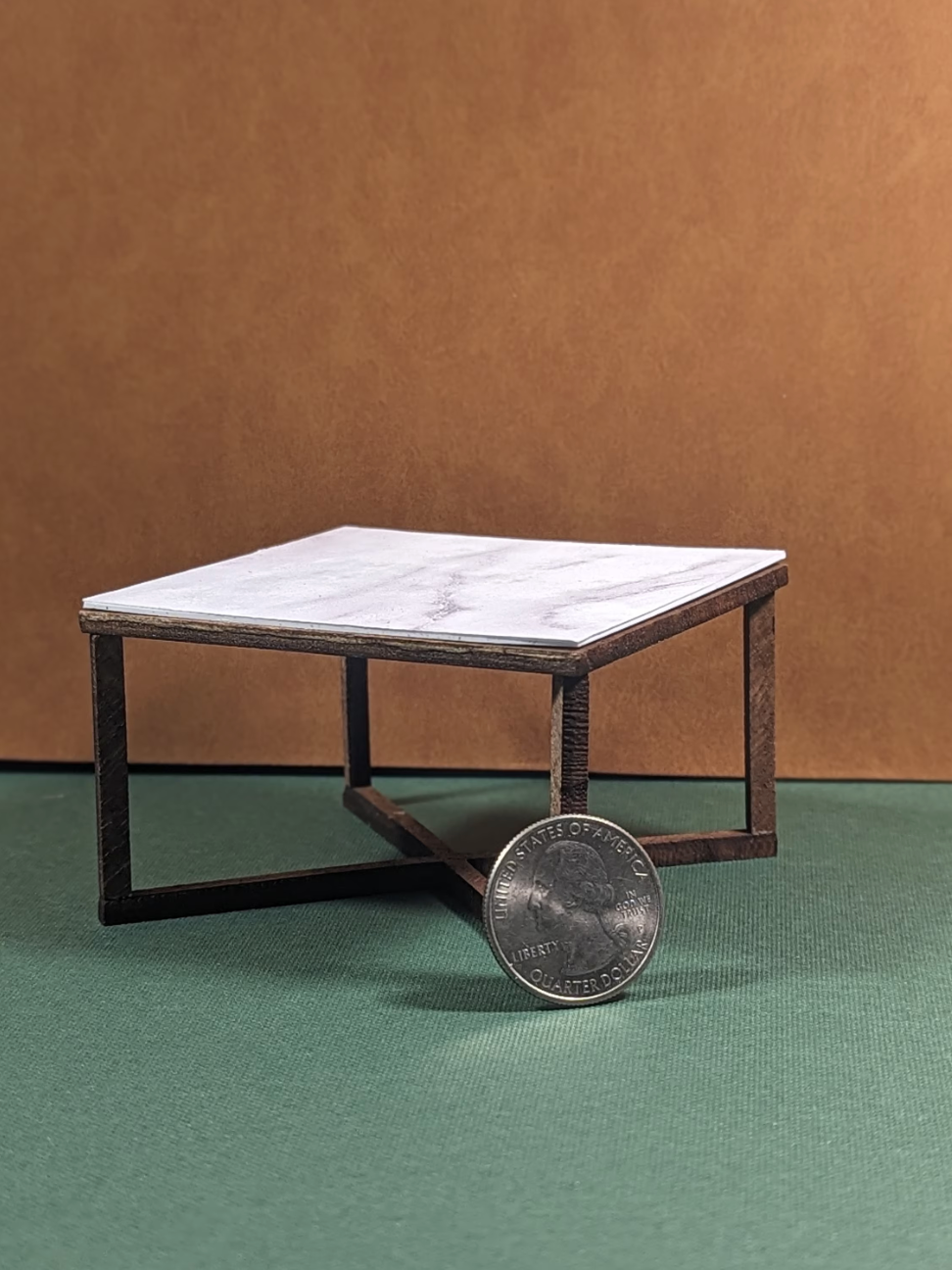 Mid Century Marble Top Coffee Table - Miniature (1:12 scale)