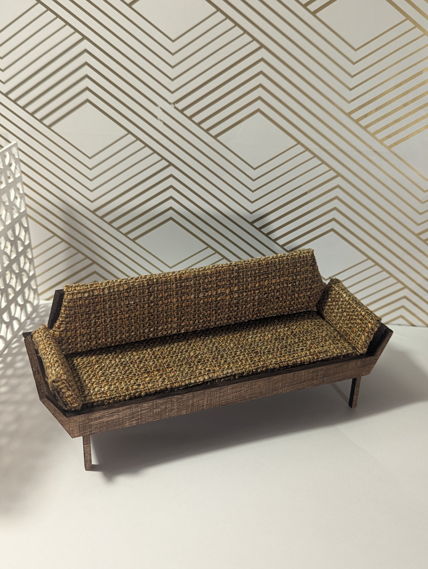 Mid-Century Modern Adrian Pearsall-Inspired Couch (1:12 Scale miniature) - Dollhouse furniture, collectible