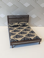 Mid Century Modern (MCM) Platform Bed - Rattan (1:12 scale miniature)