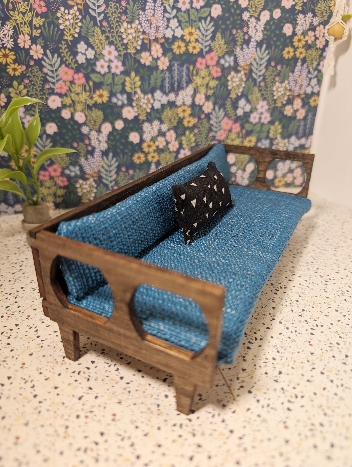 Mid-Century Modern Cutout Couch  (1:12 Scale miniature)