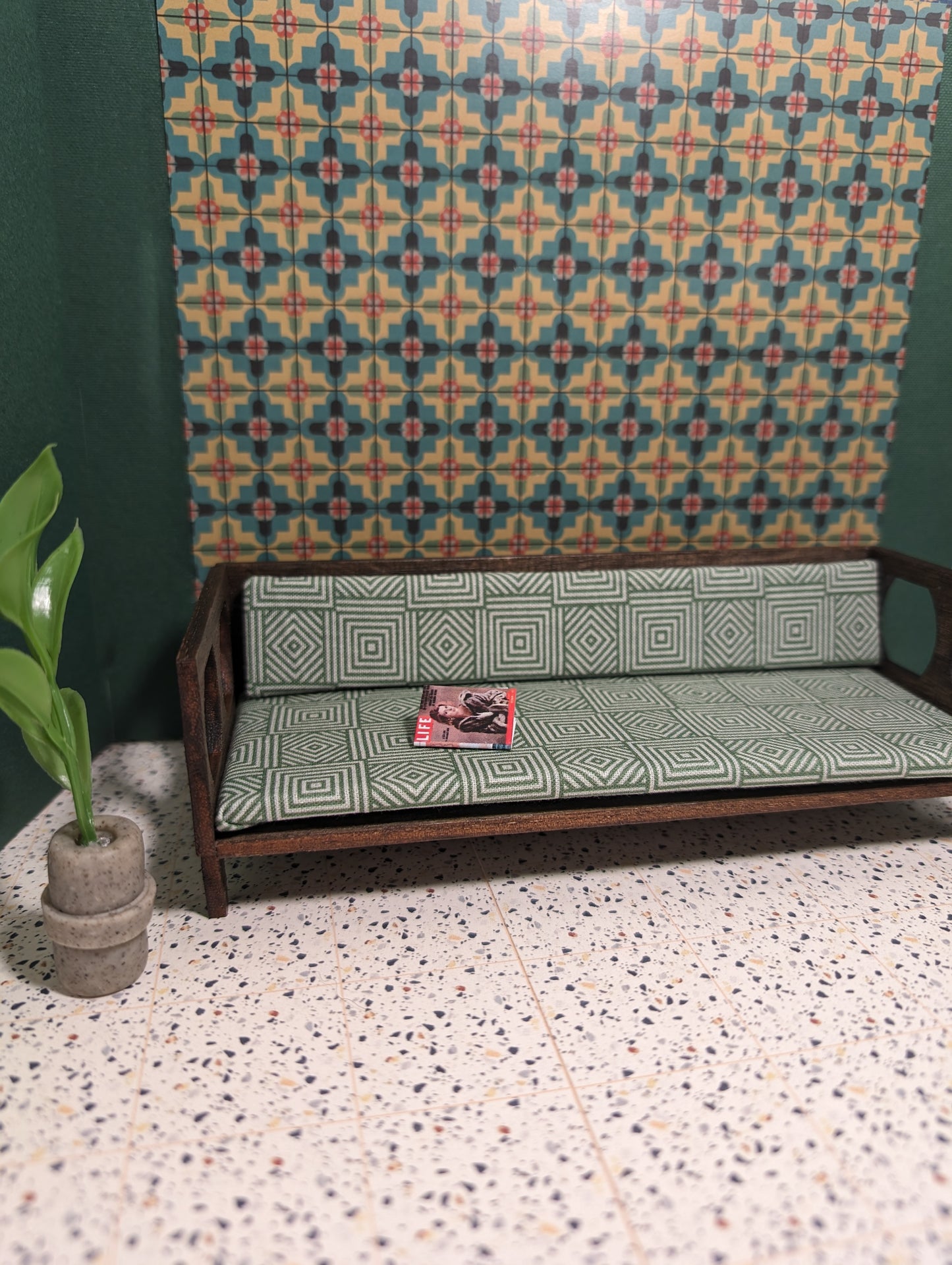 Mid-Century Modern Cutout Couch  (1:12 Scale miniature)