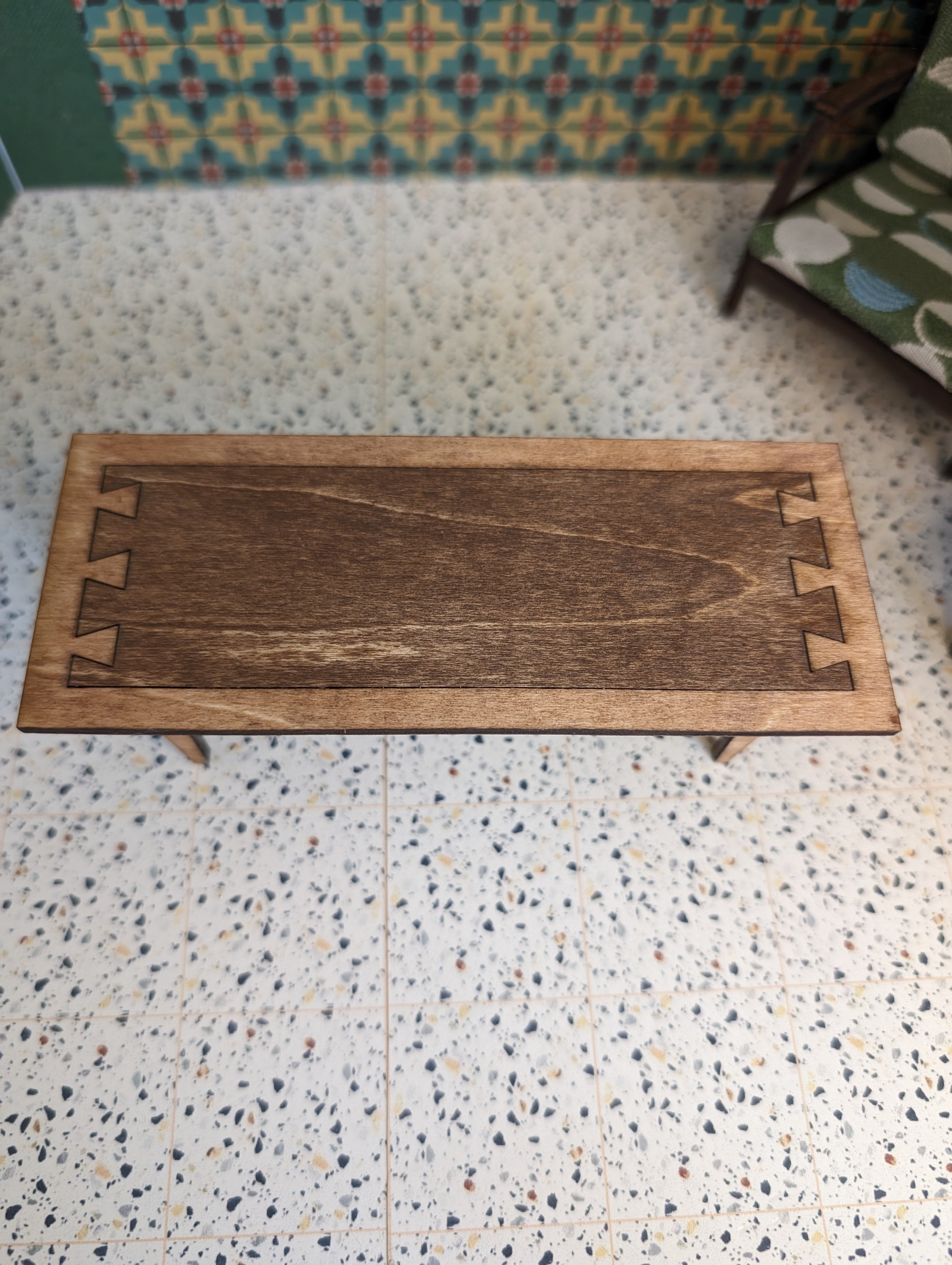 Mid Century Modern (MCM) Lane "Acclaim" Walnut and Ash Coffee Table - Miniature 1:12 Scale