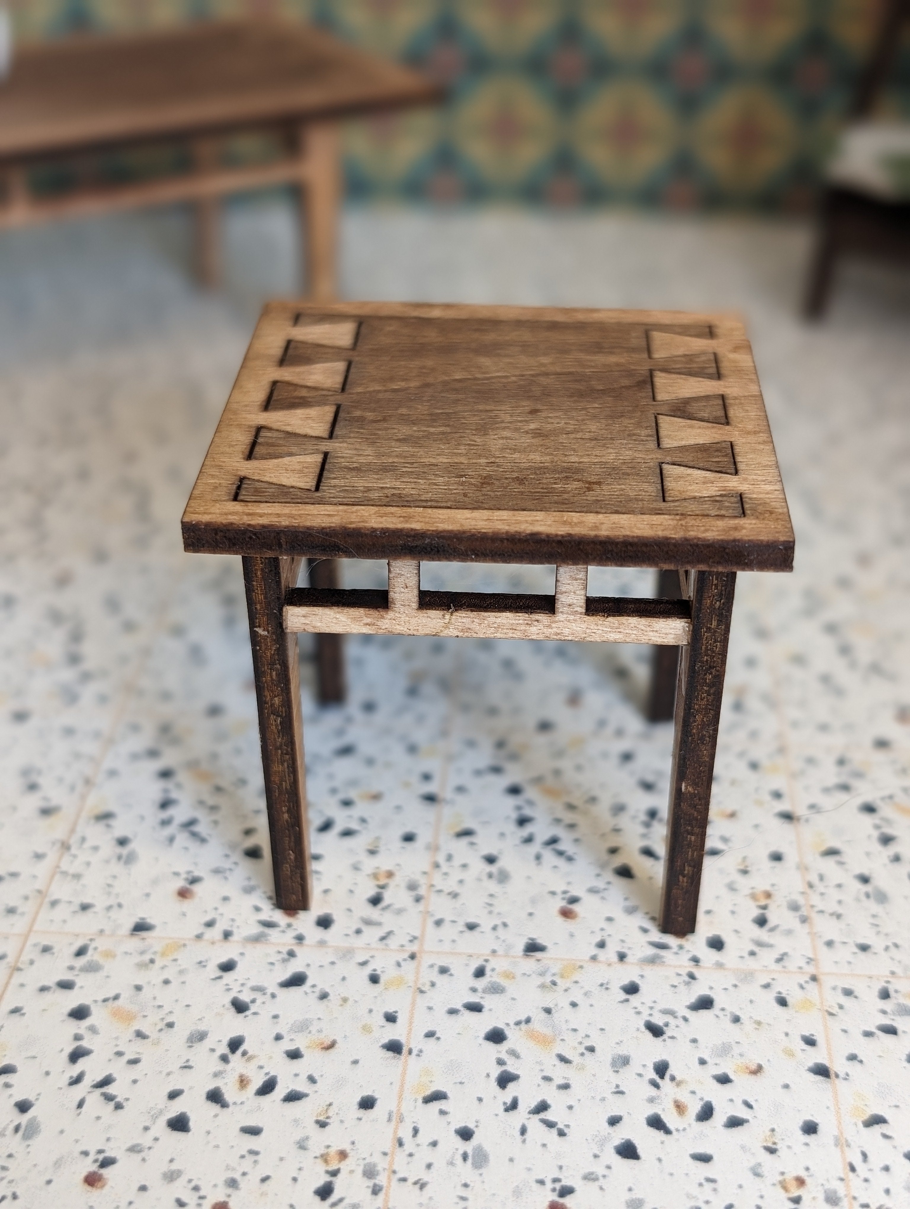 Mid Century Modern (MCM) Lane "Acclaim" Walnut and Ash Coffee Table - Miniature 1:12 Scale