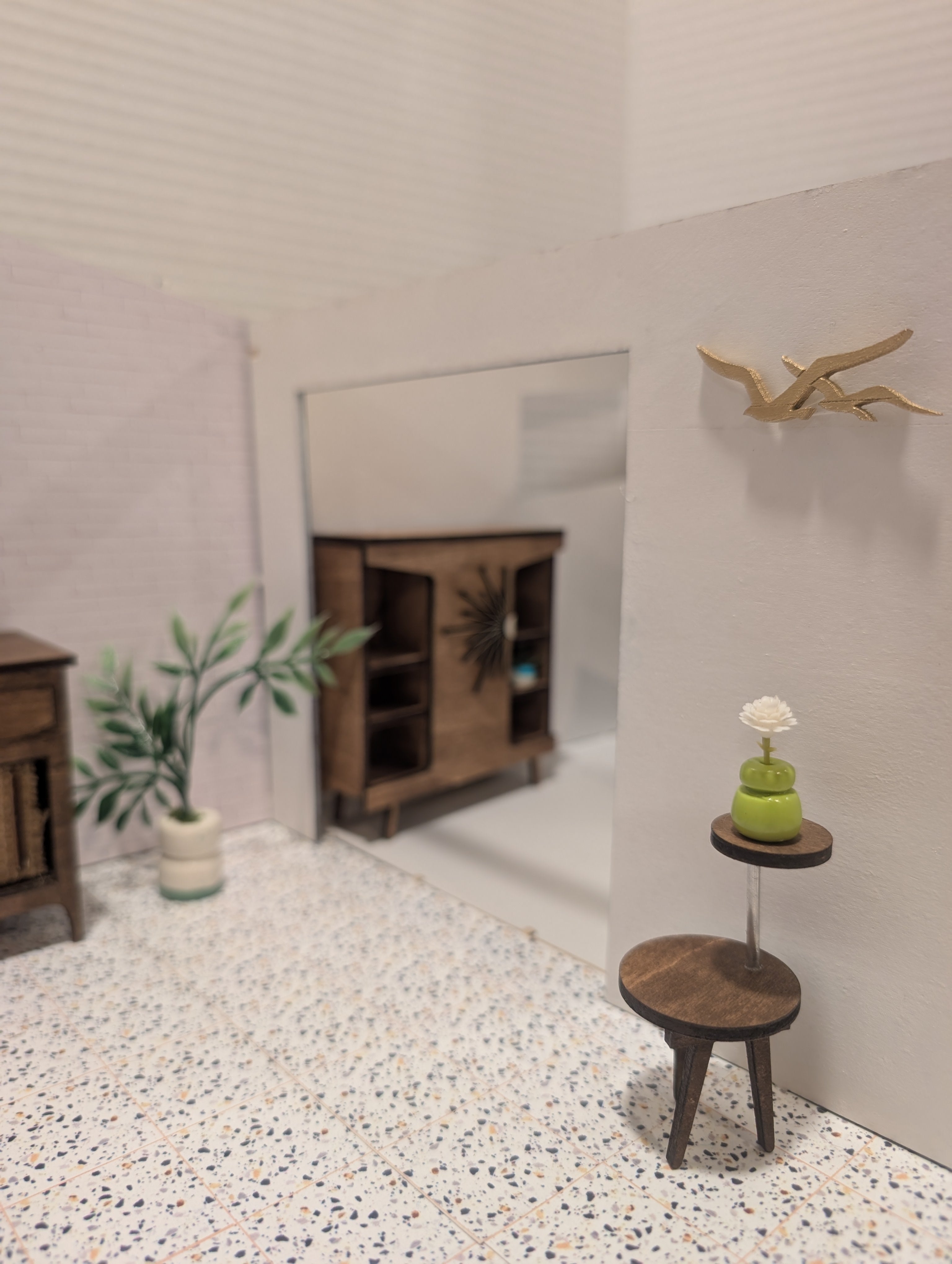 Mid Century Modern (MCM) Miniature Terrazzo Flooring 1:12 Scale | Modern Dollhouse Floor Sheet | Miniature Countertop Paper | 1/12 Scale Faux Stone Diorama Tile