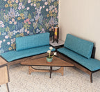 Mid Century Sectional Sofa & Side Table Set - Miniature 1:12 Scale; Room Box; Dollhouse Decor