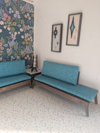 Mid Century Modern (MCM) Miniature Wall Art: Wood & Fabric Geometric Starburst Atomic  or Diamond Dollhouse Decor