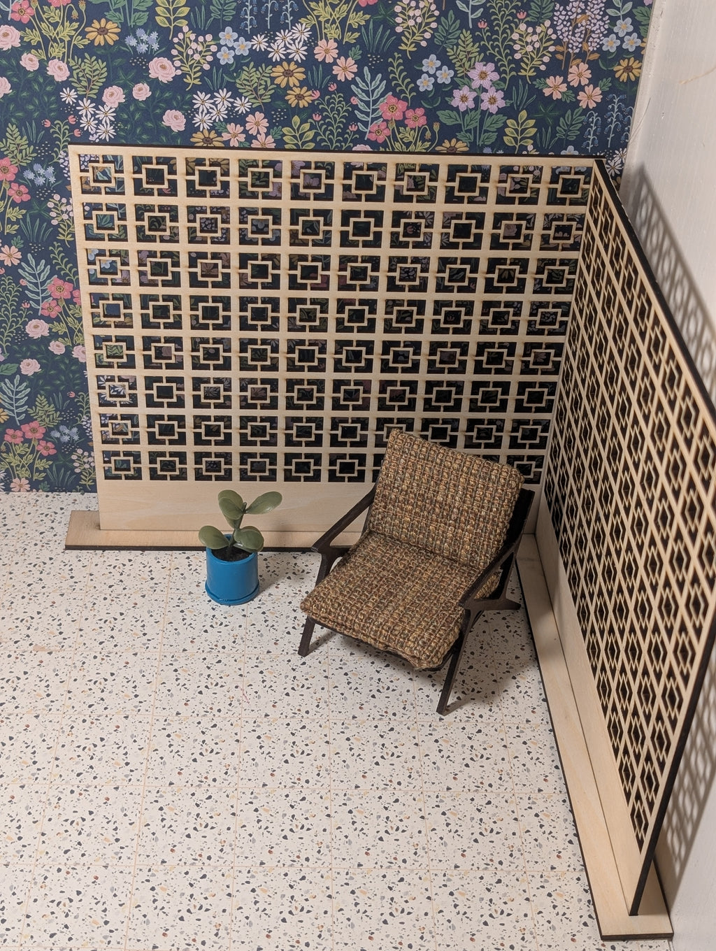 Mid Century Modern (MCM) Miniature Terrazzo Flooring 1:12 Scale | Modern Dollhouse Floor Sheet | Miniature Countertop Paper | 1/12 Scale Faux Stone Diorama Tile