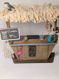 Miniature Tiki Bar Dollhouse, 1/12 Scale Decorated Tiki Bar