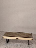 Mid Century Modern (MCM) George Nelson Inspired Miniature Bench | 1:12 Scale Modern Dollhouse Decor | Slatted Wood Platform Table | Minimalist MCM Miniature