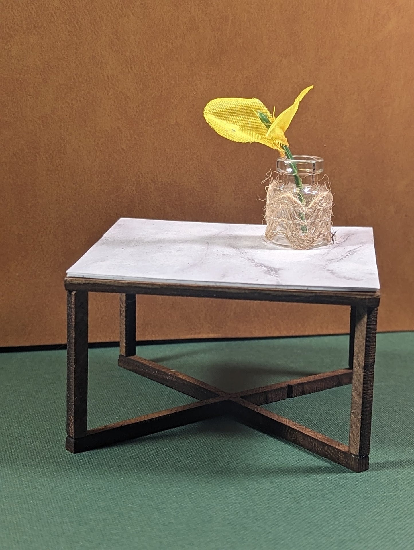 Mid Century Marble Top Coffee Table - Miniature (1:12 scale)