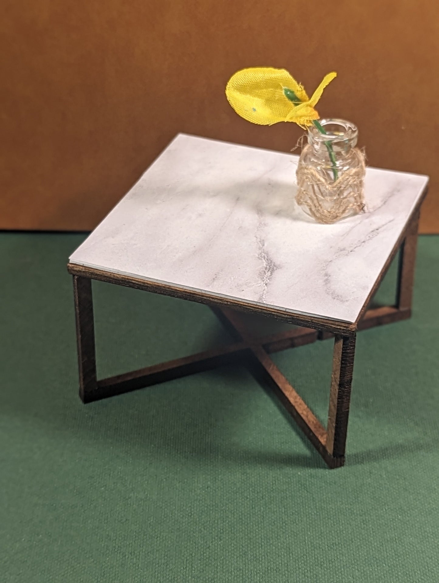 Mid Century Marble Top Coffee Table - Miniature (1:12 scale)