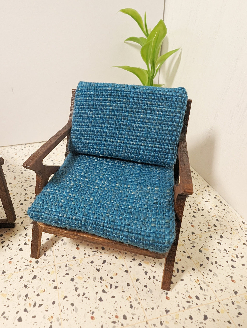 Miniature Gunlocke Style Loveseat - Mid Century Modern Dollhouse Couch (1:12 Scale)