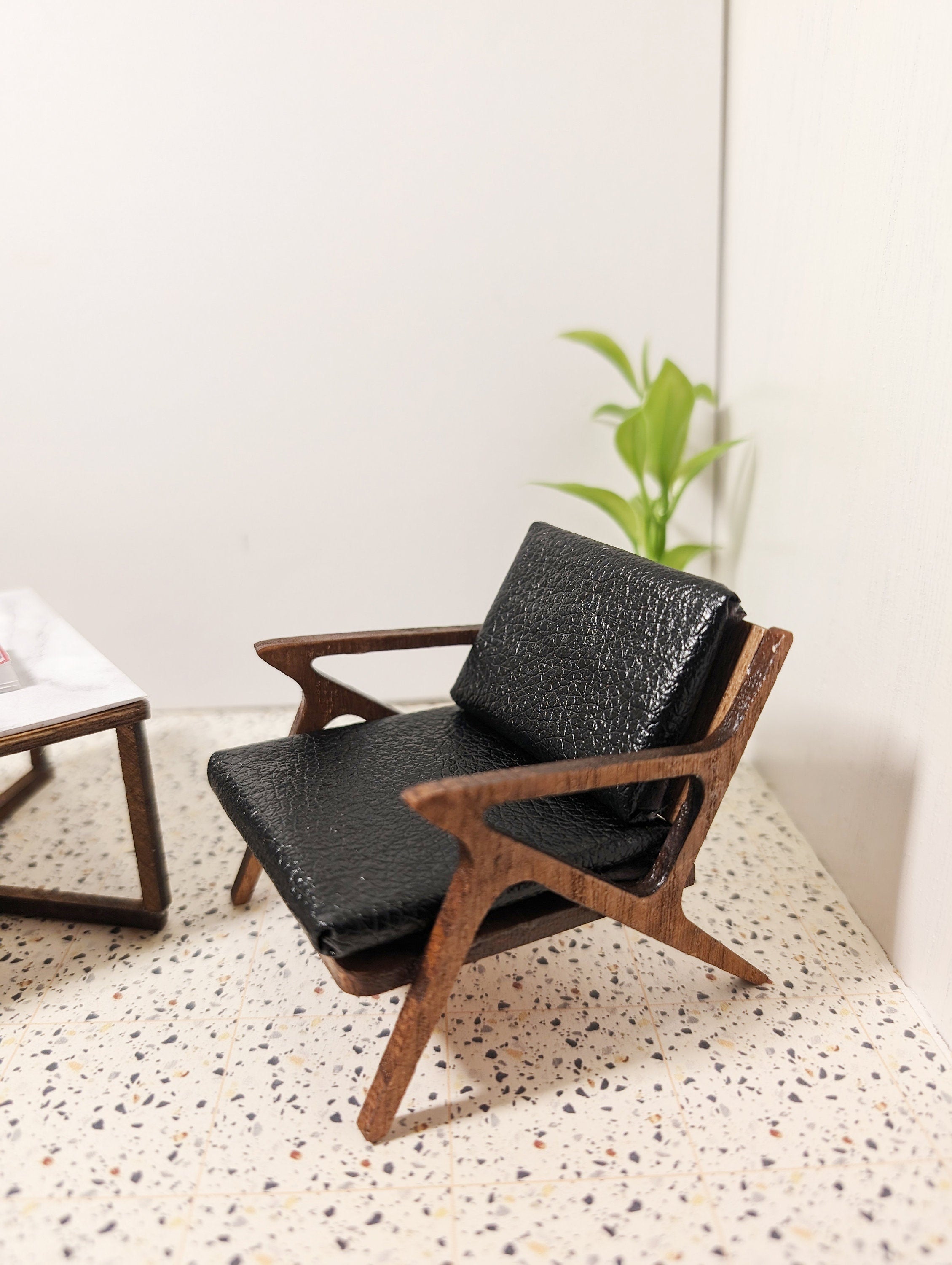 Gunlocke Style Love Seat Miniature 1:12 scale- MCM, Midcentury, dollhouse couch, room box couch, diorama couch, mini couch