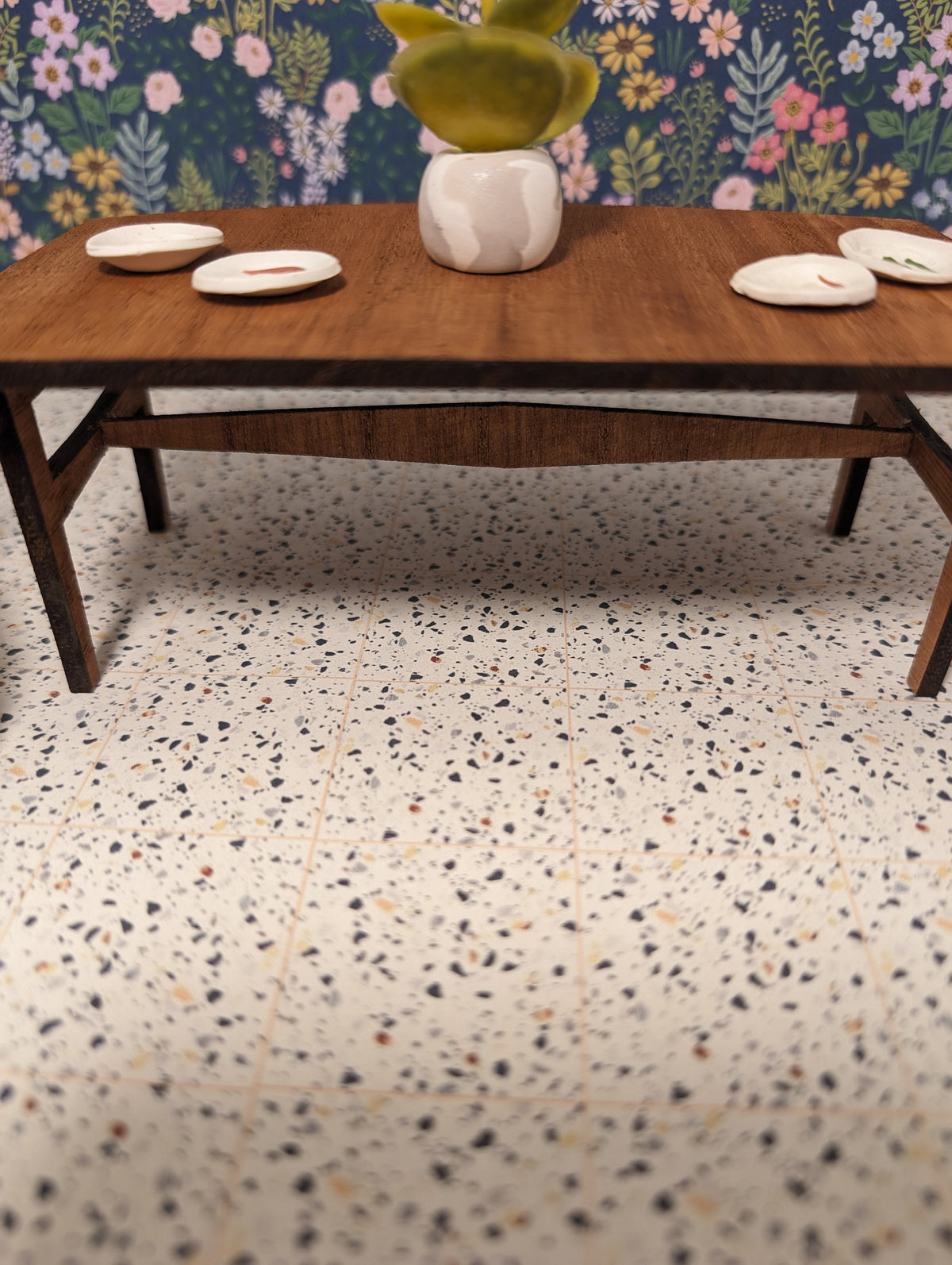 Miniature Mid-Century Dining Table - Albert Ducrot Inspired, Dollhouse (Multiple Scales)