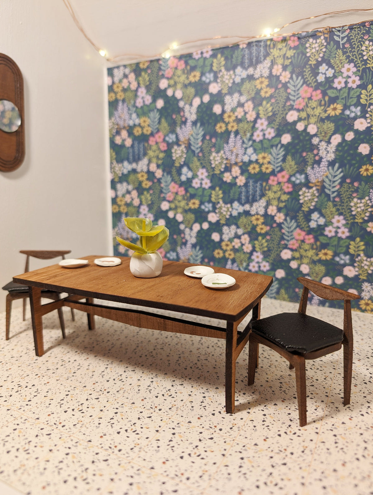 Miniature Mid-Century Dining Table - Albert Ducrot Inspired, Dollhouse (Multiple Scales)