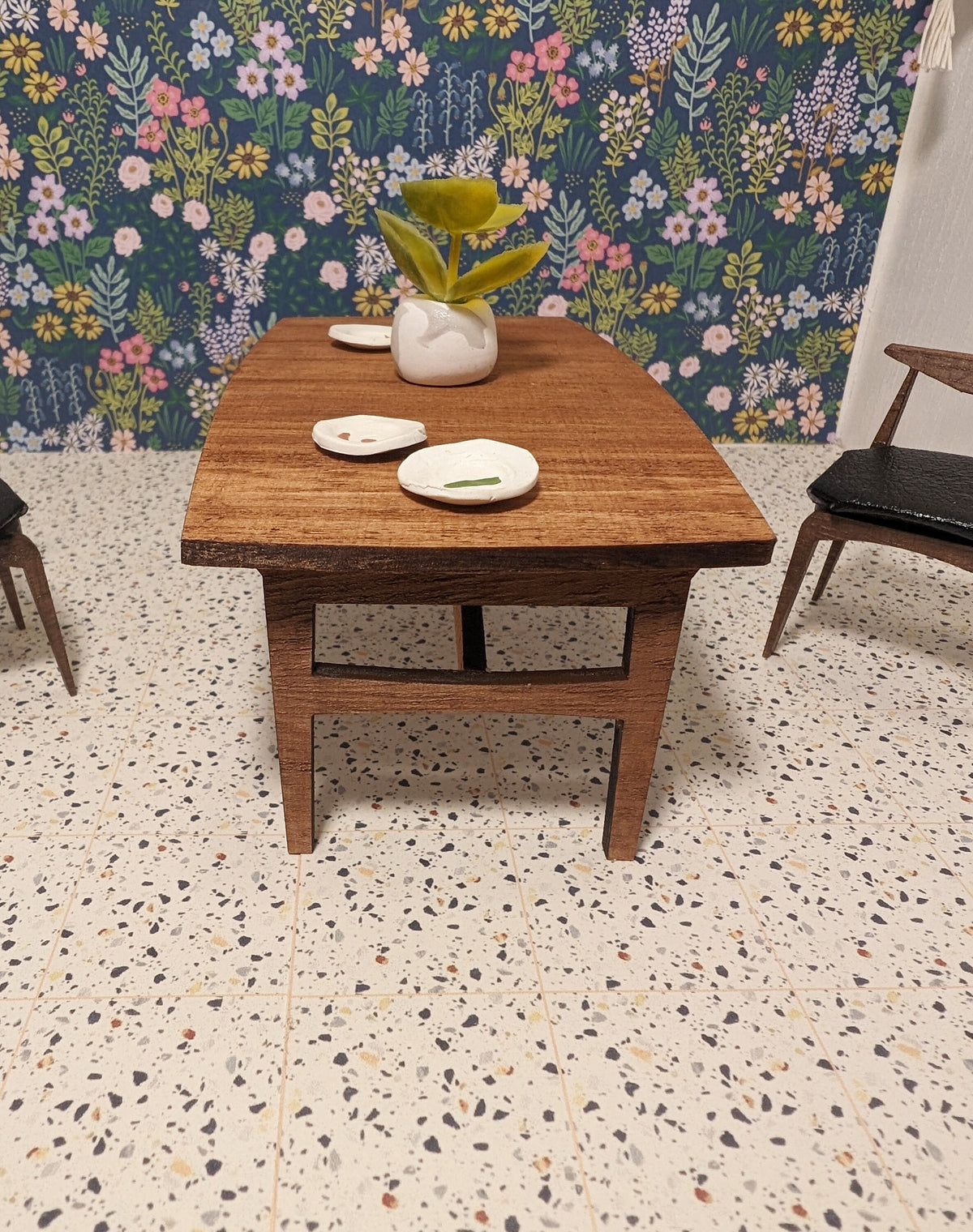 Miniature Mid-Century Dining Table - Albert Ducrot Inspired, Dollhouse (Multiple Scales)