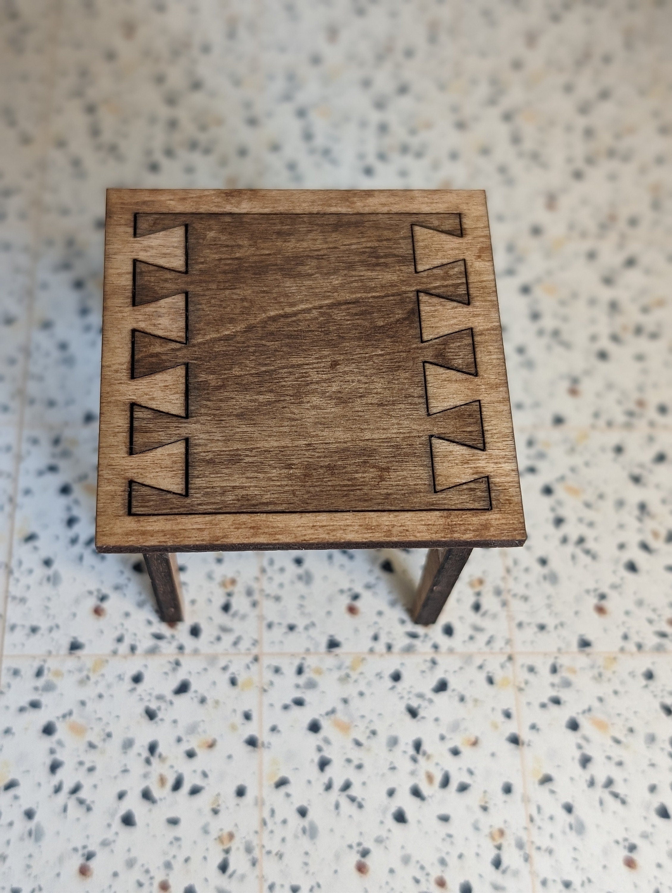 Mid Century Modern (MCM) Lane "Acclaim" Walnut and Ash Side Table - Miniature 1:12 Scale, Dollhouse furniture; Room box decor