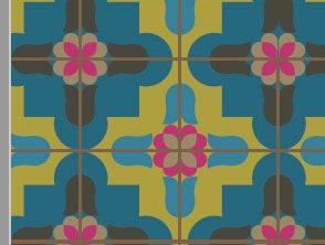 Digital Print File - Vintage Pink & Turquoise Pattern Vinyl Flooring or Wallpaper (Miniature)