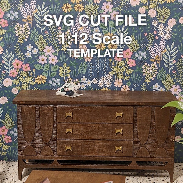 SVG Cut File for Kent Coffee Sideboard - Miniature 1:12 scale; laser cutter files; Cricut cut file