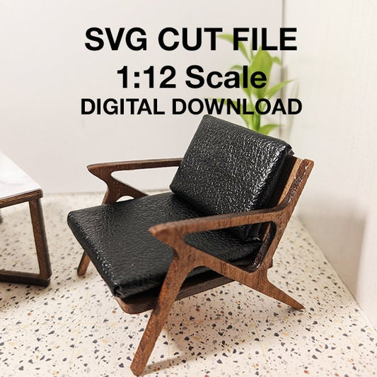 SVG Cut File for Gunlocke Style Chair - Miniature 1:12 scale; laser cutter plans; Cricut cut file