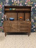 Mid Century Modern (MCM) Walnut with Gold hardware Mid Century Hutch - Miniature 1:12 Scale, Room Box, Dollhouse furniture