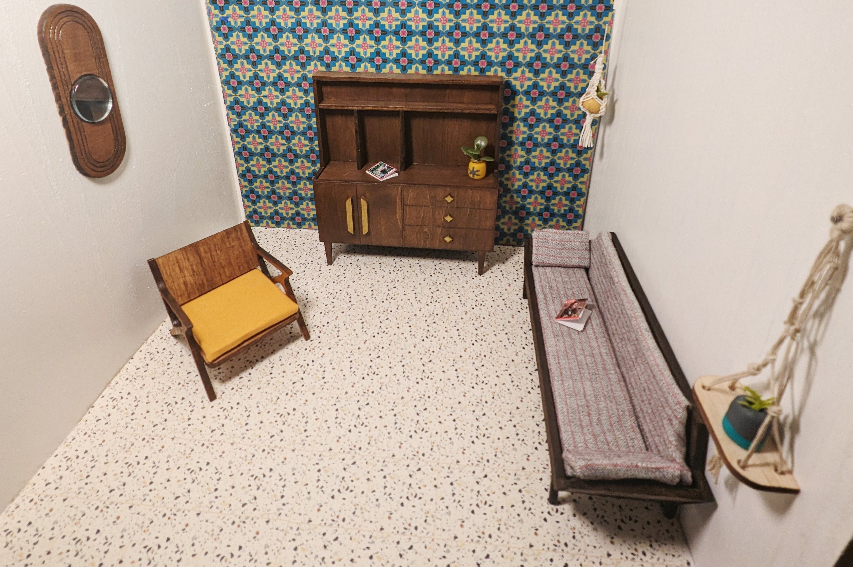 Digital Print File - Vintage Pink & Turquoise Pattern Vinyl Flooring or Wallpaper (Miniature)