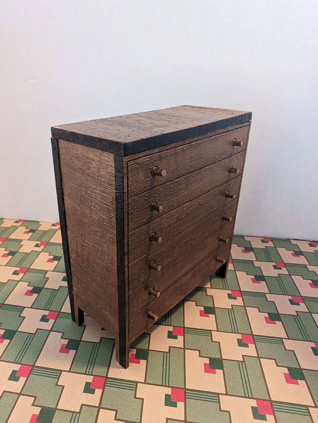Mid Century Modern Miniature Tall Boy Dresser: R-Way Inspired Dollhouse Furniture