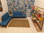 Miniature Mid-Century Modern Sectional Sofa & Marble Table - MCM Dollhouse Decor; Multiple Scales