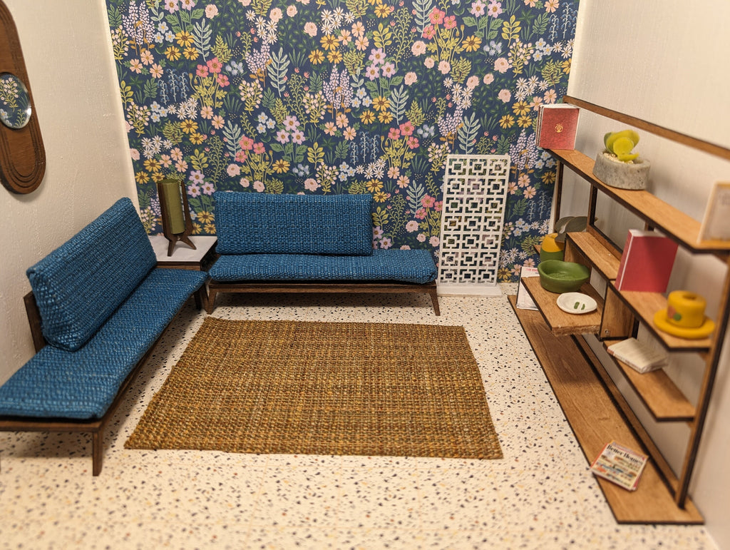 Mid Century Modern (MCM)  Freestanding Bookshelf - Miniature (Multiple Scales); Room Box; Dollhouse Decor
