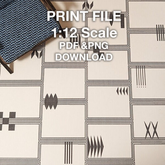 DIY Print File Cream or White and Black Pattern Tile - Dollhouse & Diorama Accessory Flooring, Counter Top, Tile, Wallpaper-digital download