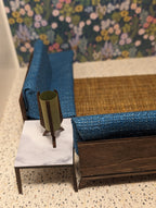 Miniature Mid-Century Modern Sectional Sofa & Marble Table - MCM Dollhouse Decor; Multiple Scales