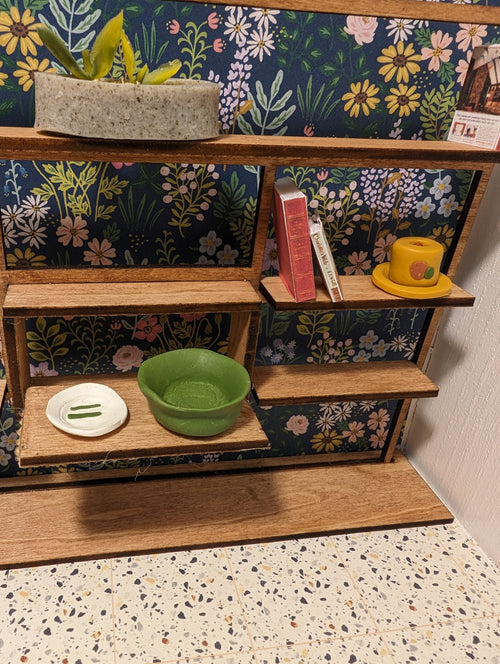 Mid Century Modern (MCM)  Freestanding Bookshelf - Miniature (Multiple Scales); Room Box; Dollhouse Decor