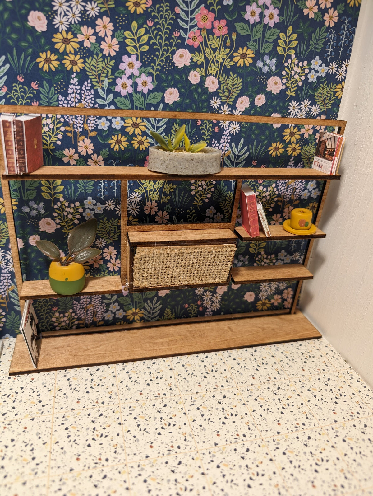 Mid Century Modern (MCM)  Freestanding Bookshelf - Miniature (Multiple Scales); Room Box; Dollhouse Decor