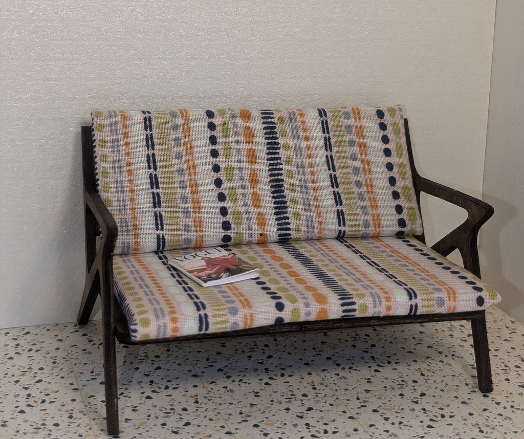 Gunlocke Style Love Seat Miniature 1:12 scale- MCM, Midcentury, dollhouse couch, room box couch, diorama couch, mini couch
