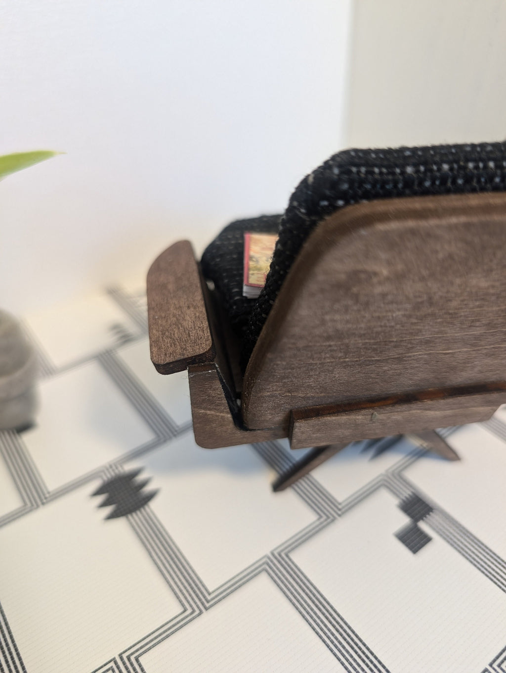 Curved MCM Arm Chair - Miniature 1:12 Scale - dollhouse chair, room box chair, mid-century miniature decor, diorama decor