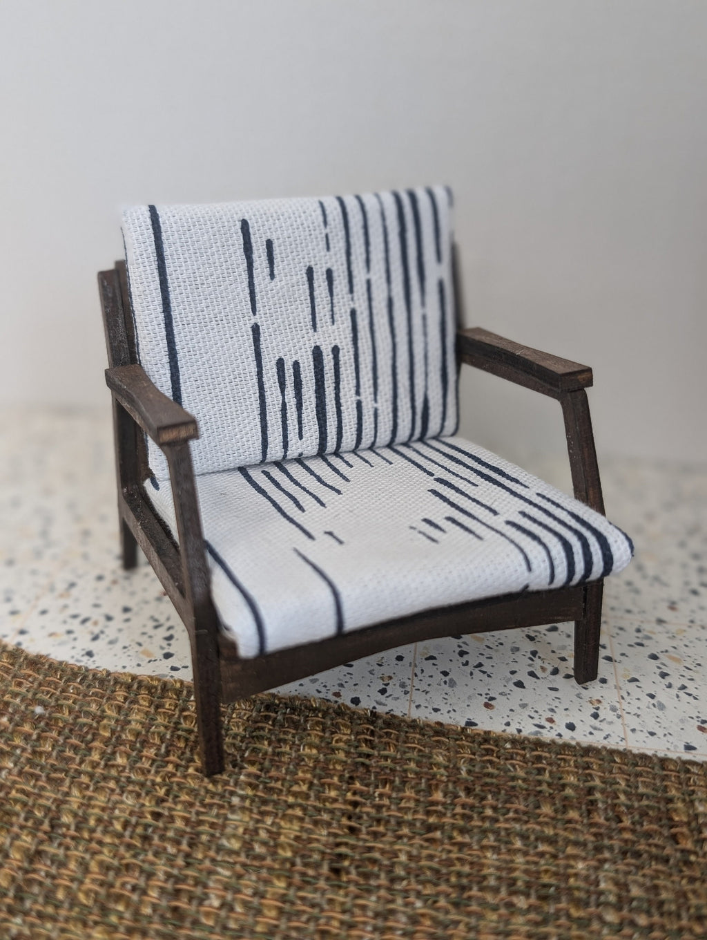 Gunlocke Style Love Seat Miniature 1:12 scale- MCM, Midcentury, dollhouse couch, room box couch, diorama couch, mini couch