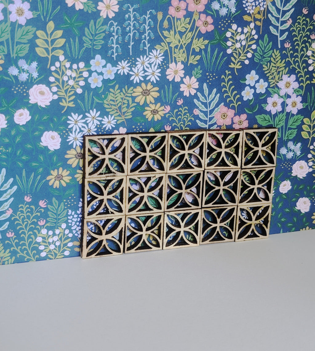 Mid Century Modern (MCM) Breeze Blocks - Set of 6 Unfinished Tiles 3/4 inch h x w- miniature, room divider, wall art, dollhouse decor