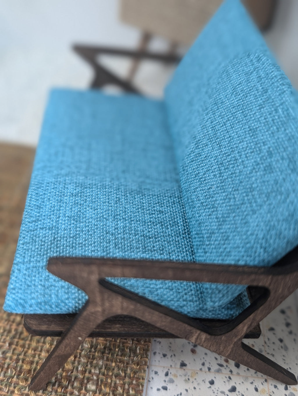 Gunlocke Style Love Seat Miniature 1:12 scale- MCM, Midcentury, dollhouse couch, room box couch, diorama couch, mini couch