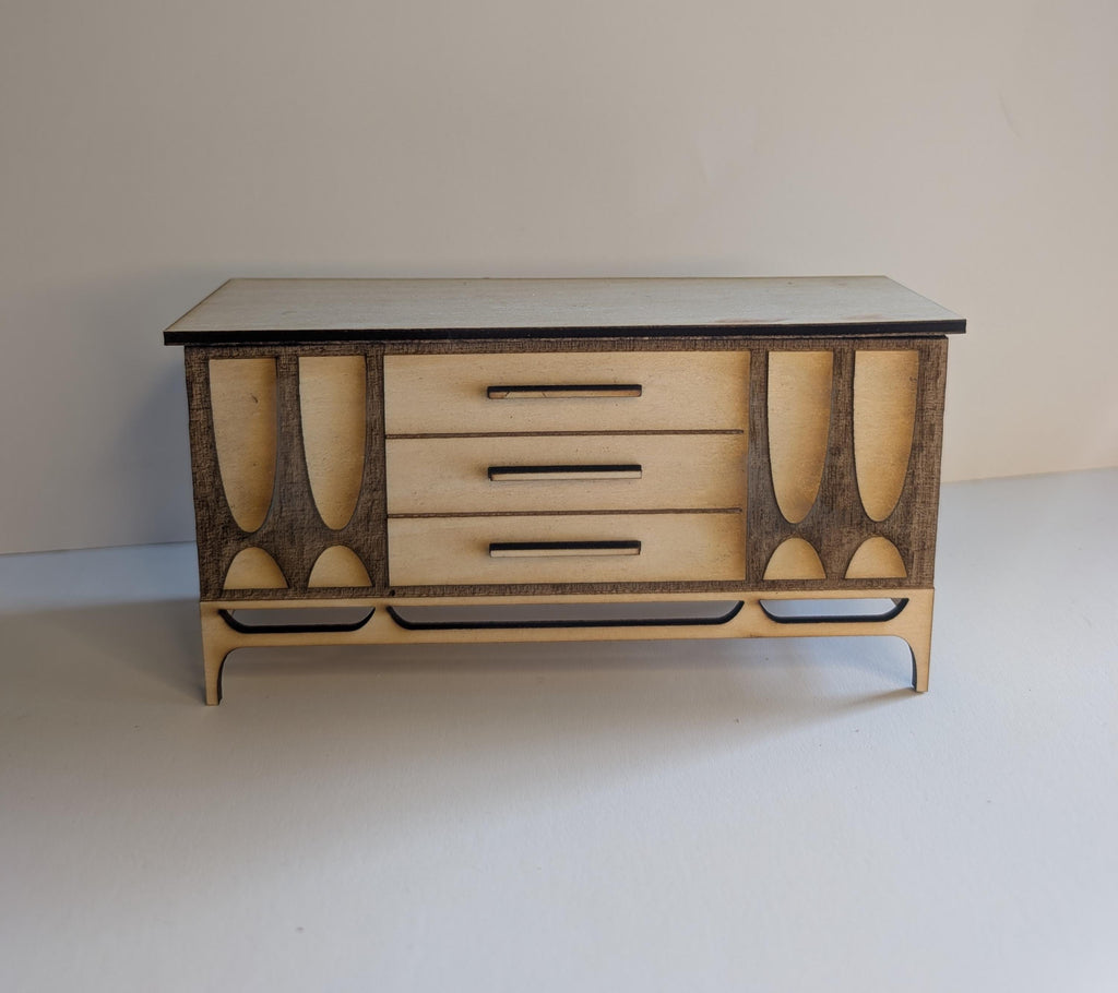 Kent Coffey Mid Century Sideboard Miniature Kit Multiple Scales - DIY Unfinished kit