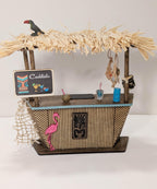 Miniature Tiki Bar Dollhouse, 1/12 Scale Decorated Tiki Set