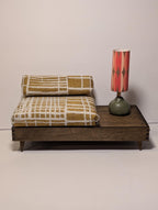 Miniature Mid-Century Sofa with Side Table - Dollhouse Decor (Multiple Scales)