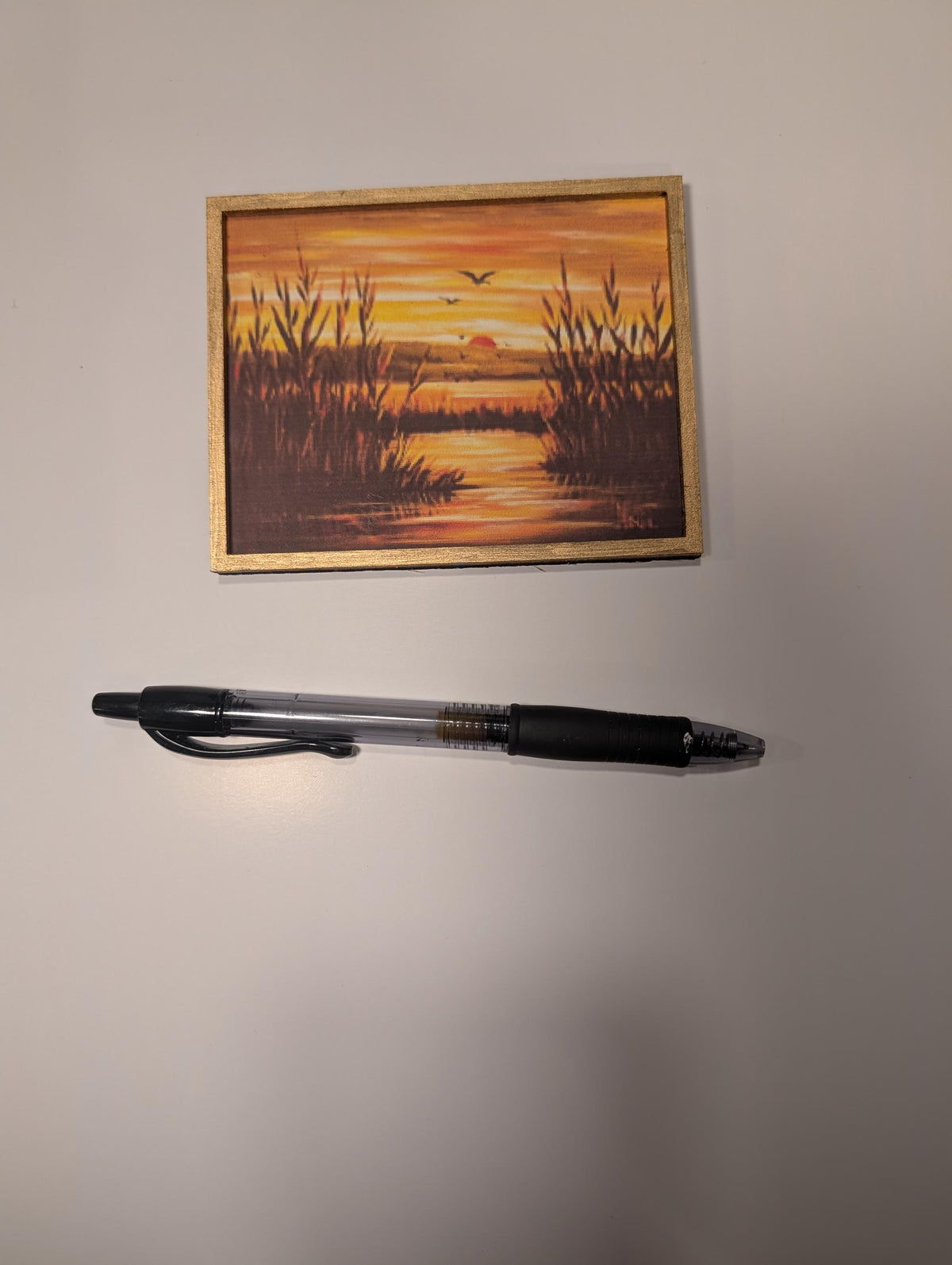 Miniature Sunset Marsh Print– Gold Framed Golden Hour Art (4" x 3")